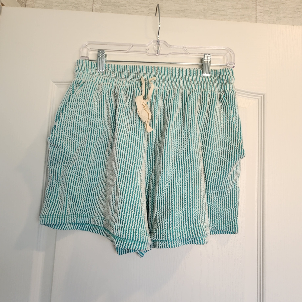 JODIFL Teal Striped Shorts Size M Euc